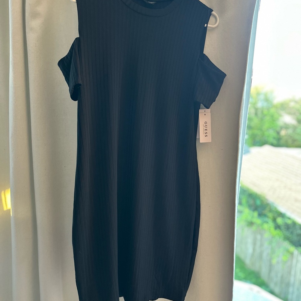 Guess Black Mini Dress with Cold Shoulder